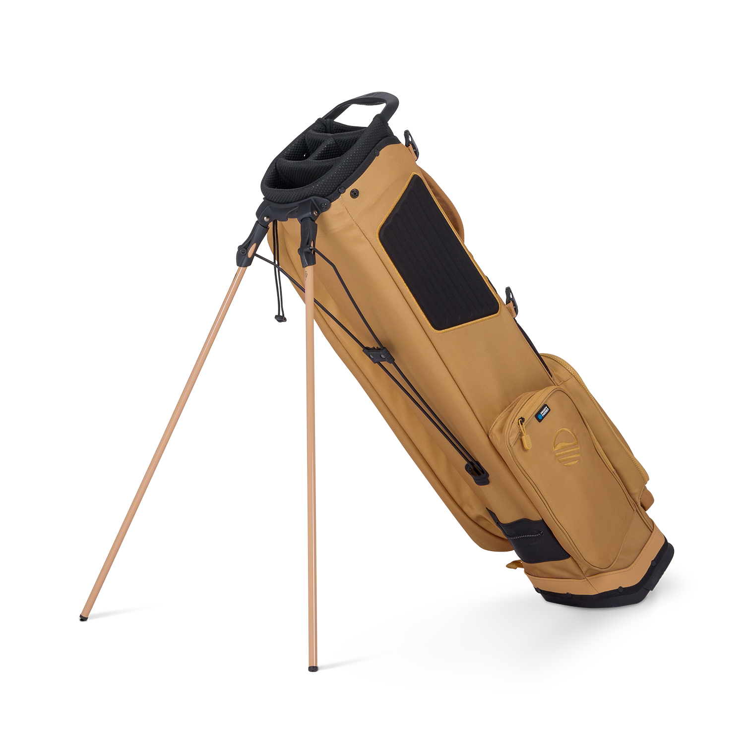 A full shot of El Camino golf bag in clay thompson facing backward 
