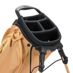 A close up top view of a clay thompson El Camino golf bag's 4 way divider  
