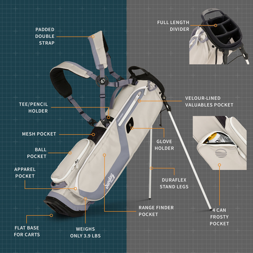 El Camino by Sunday Golf | Walking Golf Bag - Cool Gray