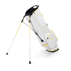 A full shot of standing El Camino golf bag in mindy lemon facing backward