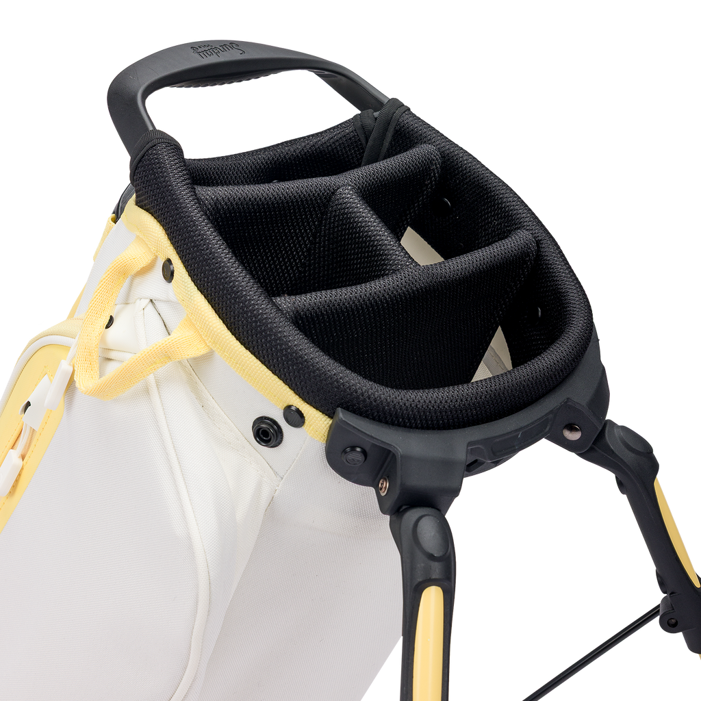 A close up top view of a mindy lemon El Camino golf bag's 4 way divider