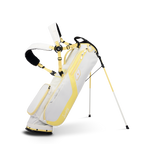 A full front shot of standing El Camino golf bag in mindy lemon with double strap