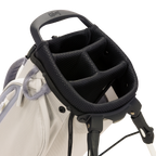 A close up top view of a Cool Gray El Camino golf bag's 4 way divider  
