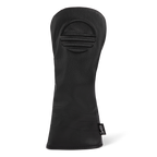 Front shot of fairway wood golf headcover in black vegan leather
