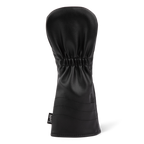 Rear shot of fairway wood golf headcover in black vegan leather
