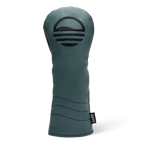 Front shot of fairway wood golf headcover in midnight green vegan leather
