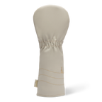Rear shot of fairway wood golf headcover in toasted almond vegan leather
