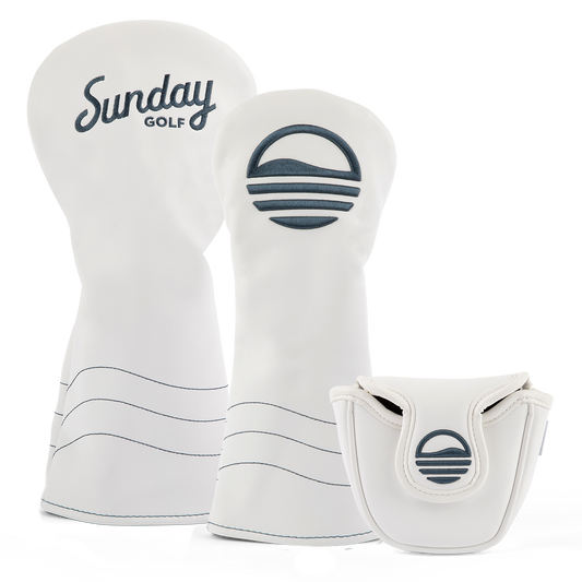 White/Navy Headcover Bundle w/ Mallet
