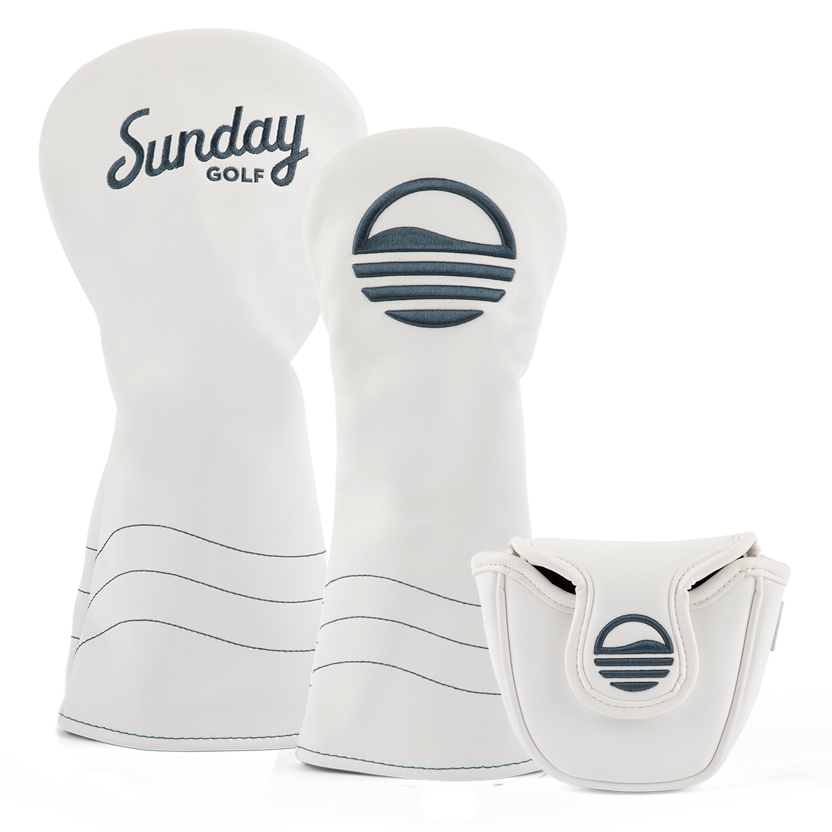 White/Navy Headcover Bundle w/ Mallet