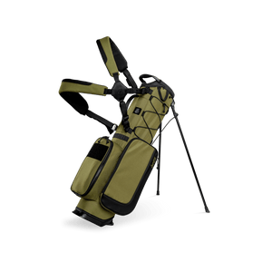 A full front shot of a Patton Green Recess kids golf bag with double straps
