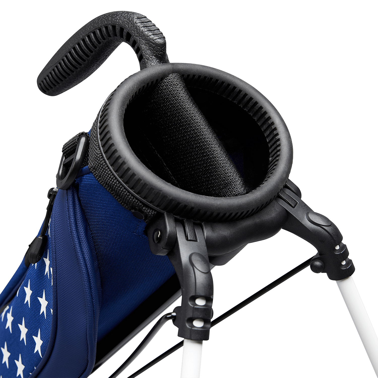 A close up top view of a patriot Loma golf bag’s 2-way divider
