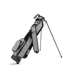 A full front shot of standing Loma golf bag in heather gray with single strap
