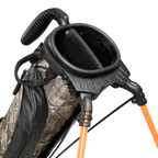 A close up top view of a mossy oak country dna Loma golf bag’s 2-way divider