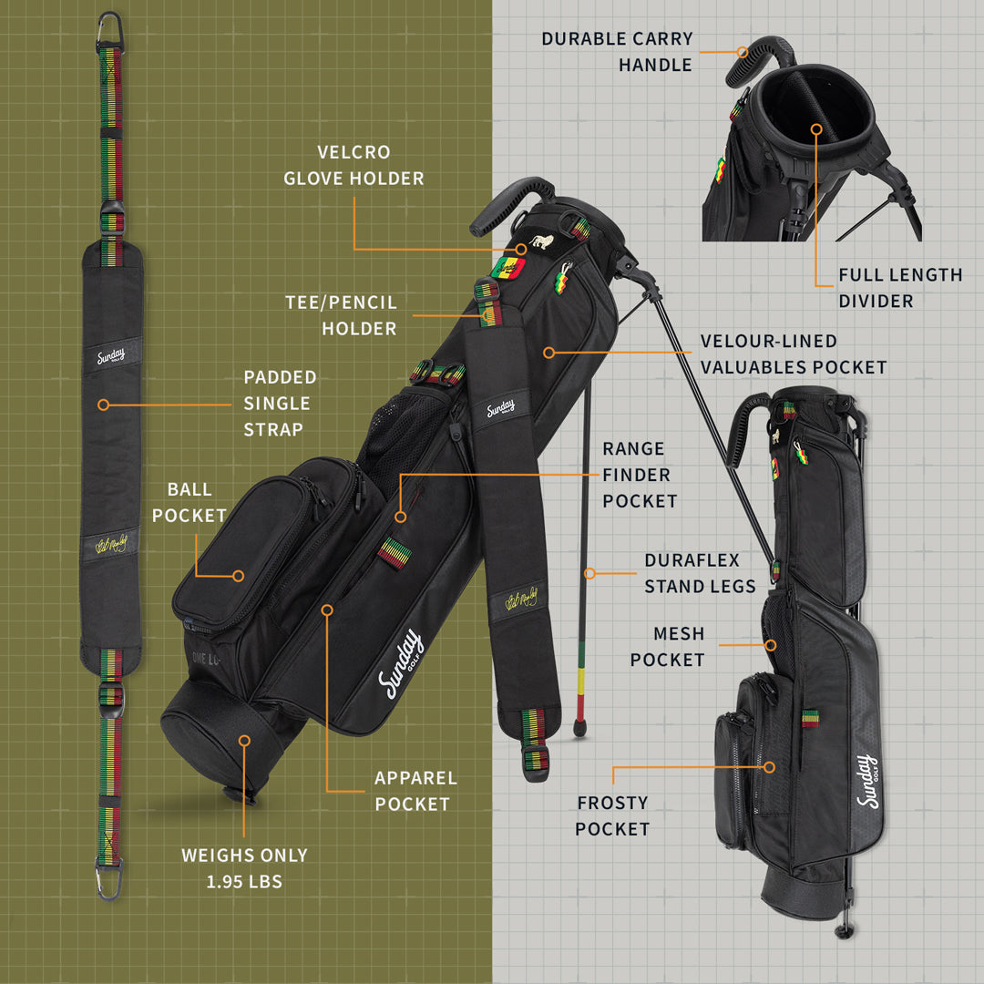 Loma | Bob Marley Black Par 3 Bag