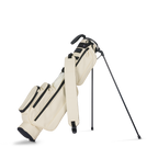 A full front shot of standing Loma S-Class golf bag in Cream with single strap
