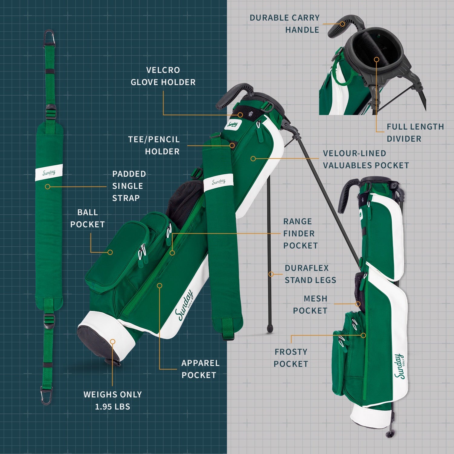 Loma by Sunday Golf | Par 3 Golf Bag - Evergreen