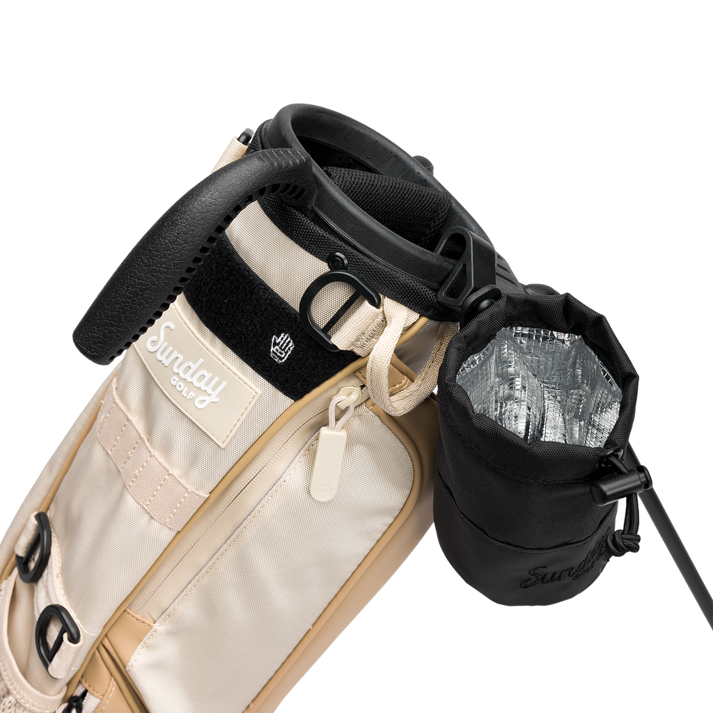 Loma Koozie attached to the Loma bag showcasing its insulation 