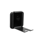 A black Loma Wall hook wall-mounted with a sleek design, made of durable steel with a plastic base plate.