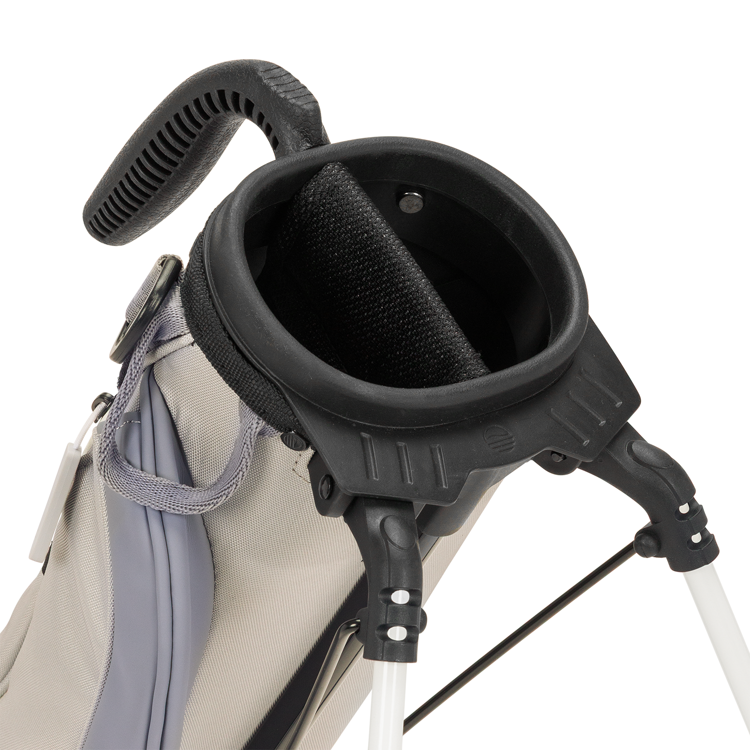 A close up top view of a Cool Gray Loma golf bag’s 2-way divider
