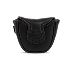 Front shot of mallet putter golf headcover in black vegan leather
