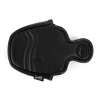 Top shot of mallet putter golf headcover in black vegan leather