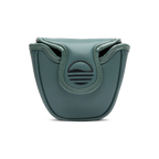 Front shot of mallet putter golf headcover in midnight green vegan leather
