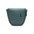 Rear shot of mallet putter golf headcover in midnight green vegan leather
