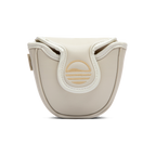 Front shot of mallet putter golf headcover in toasted almond vegan leather
