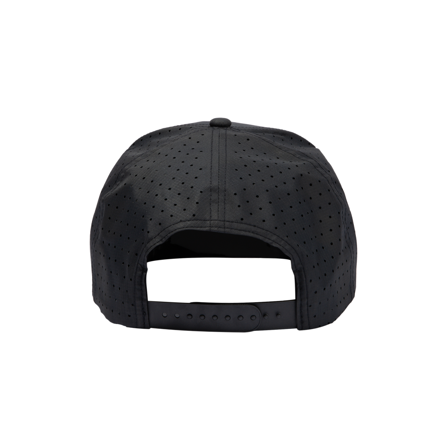 Back shot of black Porter snapback golf hat