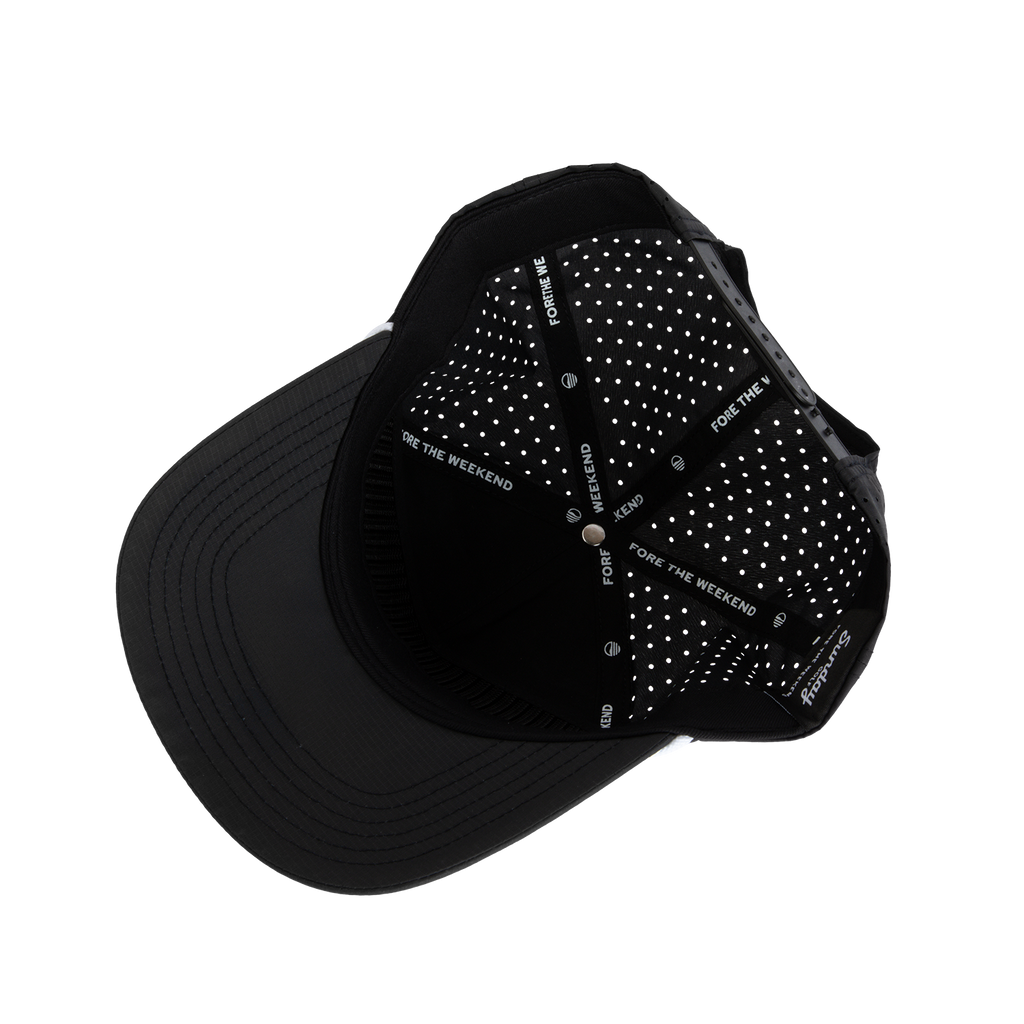 Upside down shot of Black Porter snapback golf hat