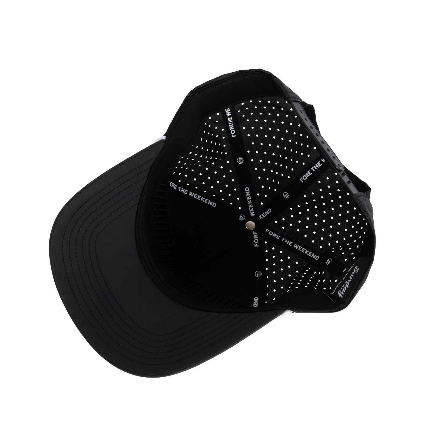 Upside down shot of Black Porter snapback golf hat