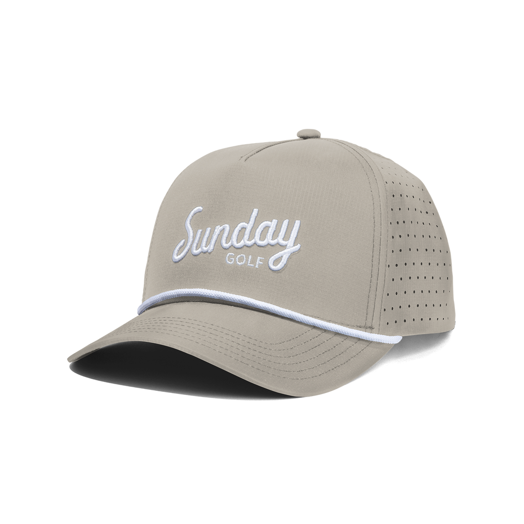 Front shot of tan Porter snapback golf hat