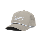 Front shot of tan Porter snapback golf hat