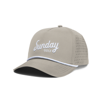 Tan Porter Lite with white Sunday Golf Logo and white rope