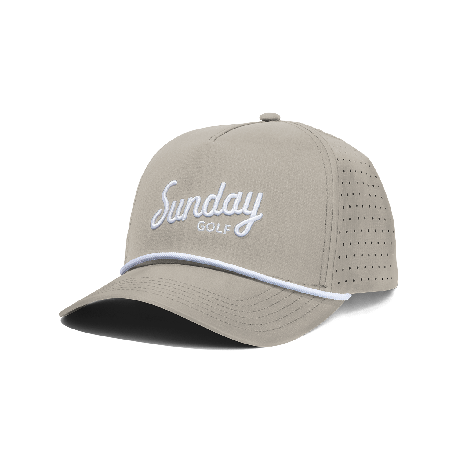 Front shot of tan Porter snapback golf hat