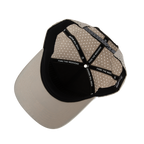 Upside down shot of tan Porter snapback golf hat