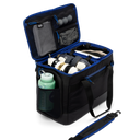 Sunday Golf's Creator Duffle Bag Blue showcasing multi-compartment bag with open lid