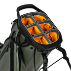 A close up top view of a Sage Ranger golf bag's 6 way divider  