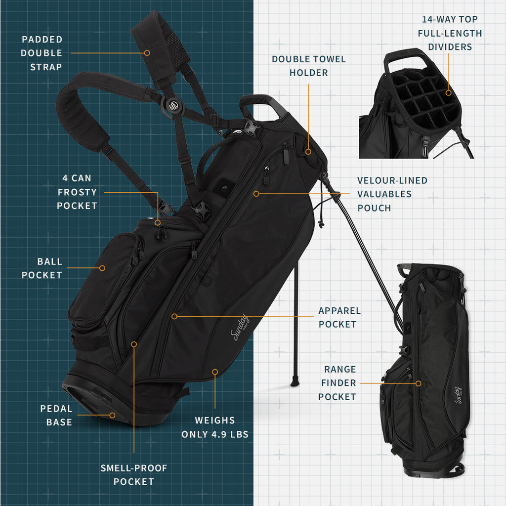Ryder 14 | Matte Black Full Size Stand Bag