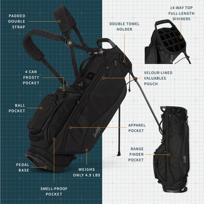 Ryder 14 | Matte Black Full Size Stand Bag