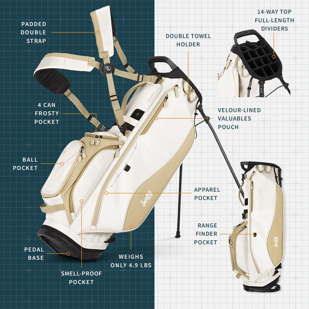 Ryder 14 | Full Size Stand Bag - Toasted Almond – Sunday Golf