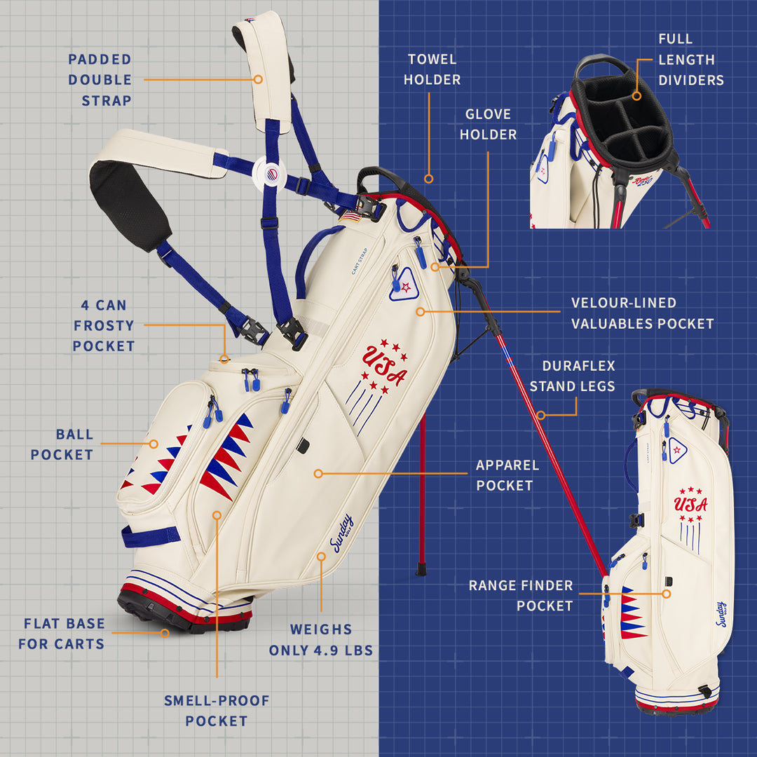 Ryder 250 | Cream Leather Lightweight Stand Bag – Sunday Golf