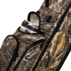 A close up shot of mossy oak country dna Ryder golf bag's frosty pocket with canned drinks inside