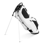 A full shot of standing Ryder S-Class golf bag in olive vegan leather facing backward