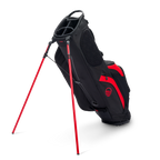 A full shot of standing Ryder golf bag in blackjack facing backward
