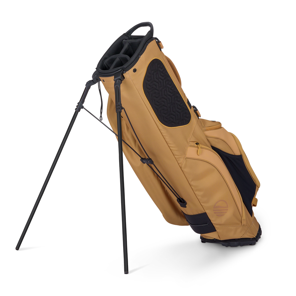 Clay golf bag with black accents on a white background