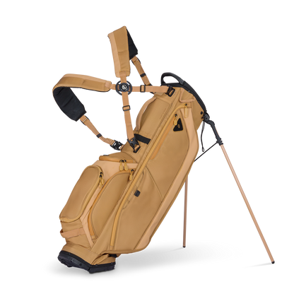 A full front shot of standing Ryder golf bag in clay thompson with double strap
