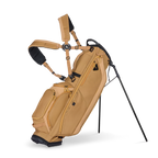 Clay golf bag with stand on a white background