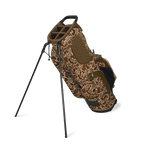 A full shot of standing Ryder golf bag in Duck Camo facing backward
