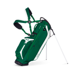 A full front shot of standing Ryder golf bag in evergreen with double strap

